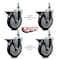 Service Caster 6 Inch Thermoplastic Rubber 12 Inch Threaded Stem Caster Set with Brake SCC-TS20S614-TPRB-PLB-121315-4 - alternate 4